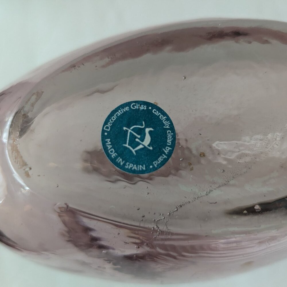 Vintage‎ Hand Blown Glass Bottle Vase Purple Rose Gold Pink Spanish Bottle Boho - Picture 10 of 11